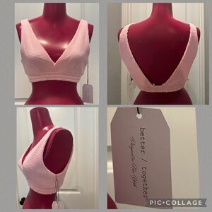 Betters Together pink waffle knit bralette boho lounge size medium